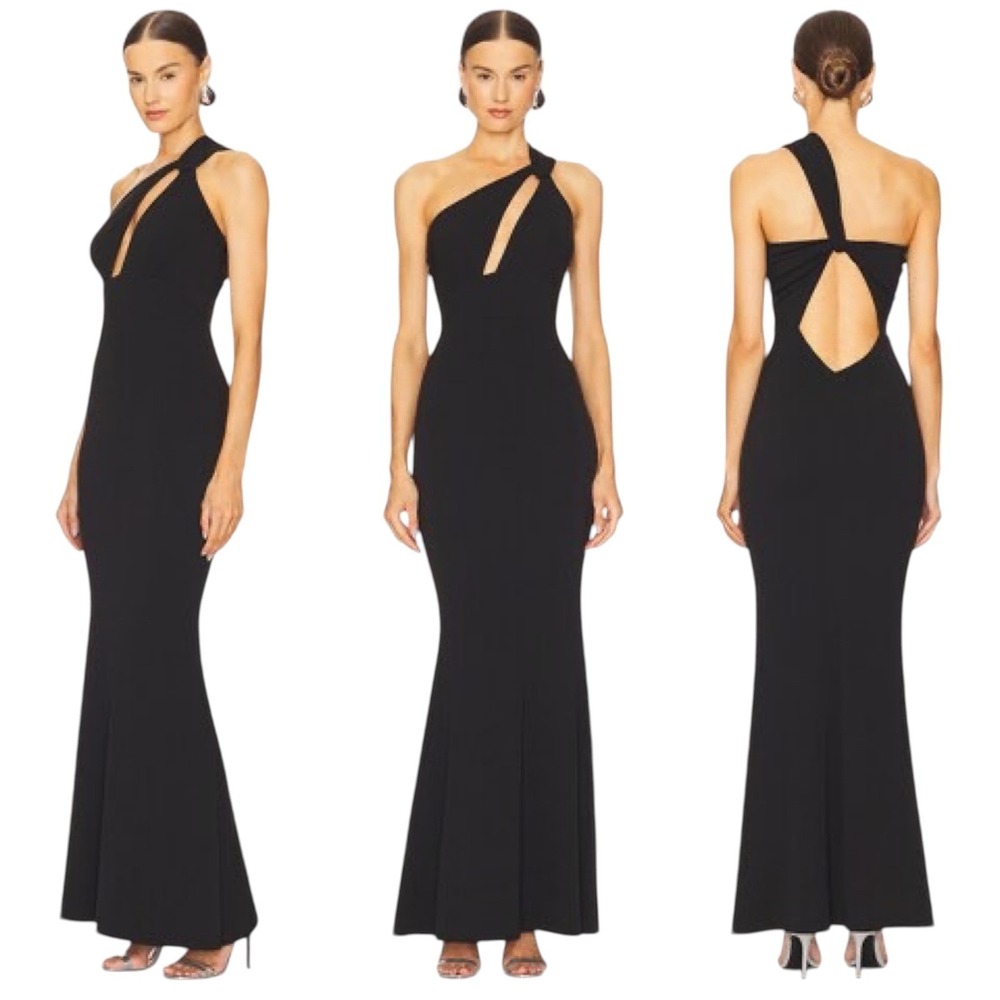 REVOLVE Katie May Edgy Gown‎ Women Size M Black Asymmetrical One Shoulder Cutout